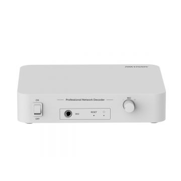 Decoder audio IP adresare publica Hikvision DS-QAE1DG1, 6W, 24VDC, MIC 6.3mm, RCA, TTS, 80 Hz- 20 kHz, broadcast programat