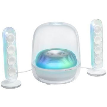 HARMAN&nbsp;KARDON Sistem audio 2.1 Harman Kardon Soundsticks 5 Wi-Fi, 190 W, Lumina ambientala, Bluetooth 6.0, Auracast, Alb