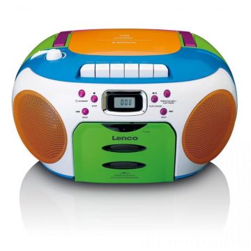 Lenco Pick-Up Lenco SCD-971, radio FM portabil, player CD/caseta, multicolor, 213277