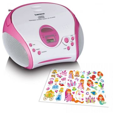 Lenco Radio stereo portabil pentru copii Lenco SCD-24PK, CD, AUX, roz