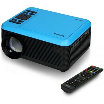 Lenco Videoproiector LENCO LPJ-500BU, Full HD (1920 x 1080), VGA, HDMI, USB, Bluetooth 5.0, 2800 lumeni, DVD Player (Negru/Albastru)