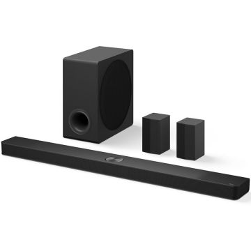 LG Soundbar LG S90TR, 7.1.3 , 670W, Dolby Atmos, DTS:X, Wi-Fi, Airplay2, Kit wireless spate 2 canale, Subwoofer wireless, HDMI, USB, Negru