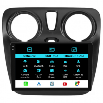 Navigatie Dedicata Dacia Dokker   Lodgy (2012-2020), 9Inch, 6Gb Ram, 128Gb Stocare, Carplay