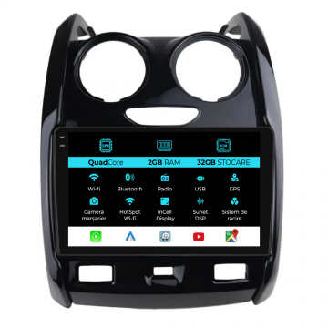 Navigatie Dedicata Dacia Duster (2010-2020), 9Inch, 2Gb Ram, 32Gb Stocare, Carplay