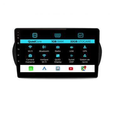 Navigatie Dedicata Fiat Fiorino Qubo (2008 - 2017), 10Inch, 1Gb Ram, 32Gb Stocare, Carplay