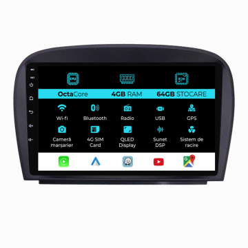 Navigatie Dedicata Mercedes SL R230 (2001-2011), 9Inch, 4Gb Ram, 64Gb Stocare, Carplay