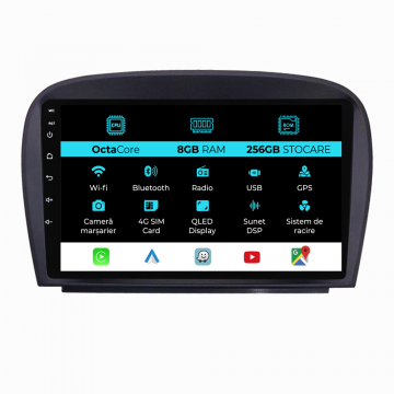 Navigatie Dedicata Mercedes SL R230 (2001-2011), 9Inch, 8Gb Ram, 256Gb Stocare, Carplay