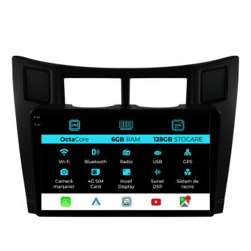 Navigatie Dedicata Toyota Yaris (2005-2011), 9Inch, 6Gb Ram, 128Gb Stocare, Carplay