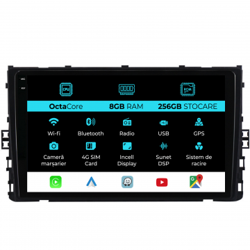 Navigatie Dedicata Volkswagen T-Roc (2017-2025), 9Inch, 8Gb Ram, 256Gb Stocare, Carplay