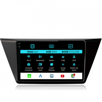 Navigatie Dedicata Volkswagen Touran (2015-2020), 10Inch, 4Gb Ram, 64Gb Stocare, Carplay