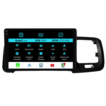 Navigatie Dedicata Volvo S60 (2010-2015), 9Inch, 2Gb Ram, 32Gb Stocare, Carplay