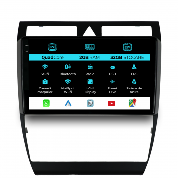 Navigatie Dedicata Audi A6 C5 (2000-2004), 9Inch, 2Gb Ram, 32Gb Stocare, Carplay