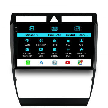 Navigatie Dedicata Audi A6 C5 (2000-2004), 9Inch, 8Gb Ram, 256Gb Stocare, Carplay