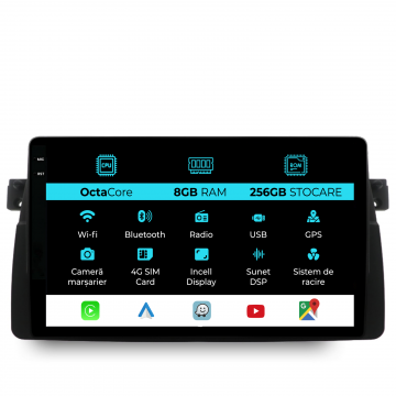 Navigatie Dedicata BMW Seria3 E46 (1997-2005), 9Inch, 8Gb Ram, 256Gb Stocare, Carplay