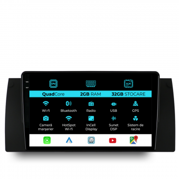 Navigatie Dedicata BMW Seria5 E39 X5 E53 (1995-2003), 9Inch, 2Gb Ram, 32Gb Stocare, Carplay