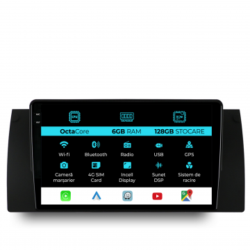 Navigatie Dedicata BMW Seria5 E39 X5 E53 (1995-2003), 9Inch, 6Gb Ram, 128Gb Stocare, Carplay