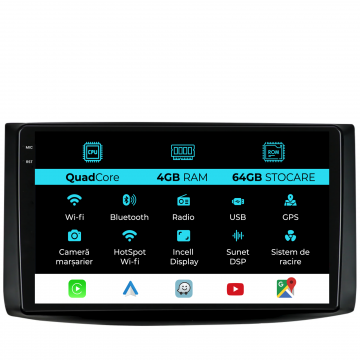 Navigatie Dedicata Chevrolet Aveo (2002-2011),QuadCore, 9Inch, 4Gb Ram, 64Gb Stocare, Carplay