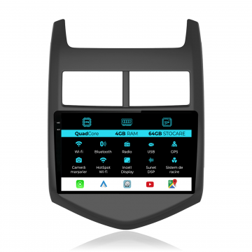 Navigatie Dedicata Chevrolet Aveo (2012-2014),QuadCore, 9Inch, 4Gb Ram, 64Gb Stocare, Carplay