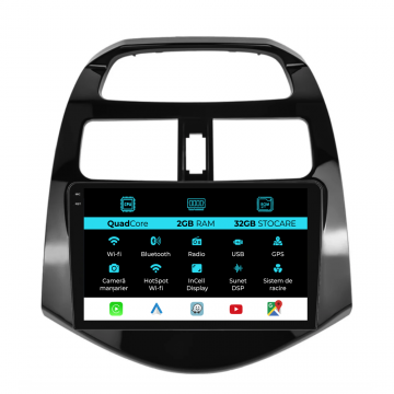 Navigatie Dedicata Chevrolet Spark (2009-2015), 9Inch, 2Gb Ram, 32Gb Stocare, Carplay