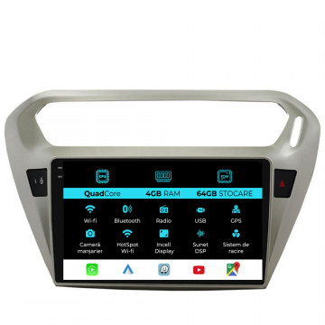 Navigatie Dedicata Citroen C-Elysee (2013-2018),QuadCore, 9Inch, 4Gb Ram, 64Gb Stocare, Carplay