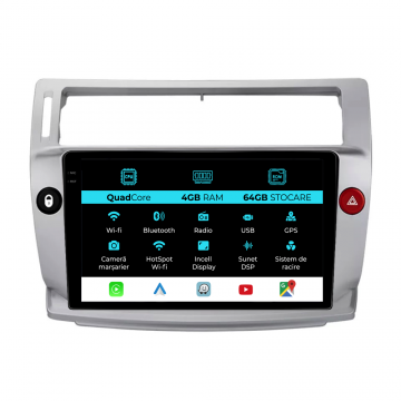 Navigatie Dedicata Citroen C4 (2004-2009),QuadCore, 9Inch, 4Gb Ram, 64Gb Stocare, Carplay