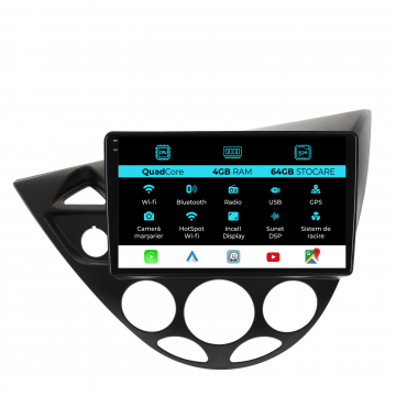 Navigatie Dedicata Ford Focus MK1 (1998-2004),QuadCore, 9Inch, 4Gb Ram, 64Gb Stocare, Carplay