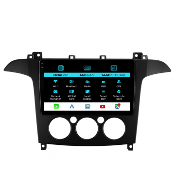 Navigatie Dedicata Ford S-Max (2006 - 2015), 9Inch, 4Gb Ram, 64Gb Stocare, Carplay, Clima manuala