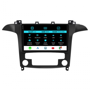 Navigatie Dedicata Ford S-Max (2006 - 2015),QuadCore, 9Inch, 4Gb Ram, 64Gb Stocare, Carplay, Clima automata