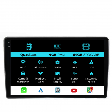 Navigatie Dedicata Ford Transit (2019-2025),QuadCore, 10Inch, 4Gb Ram, 64Gb Stocare, Carplay