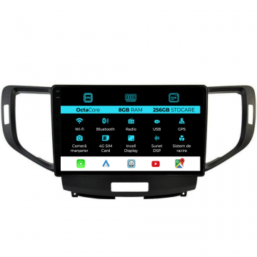 Navigatie Dedicata Honda Accord (2008-2012), 9Inch, 8Gb Ram, 256Gb Stocare, Carplay