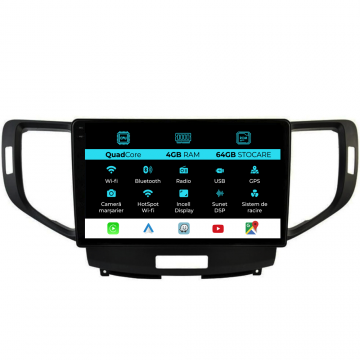 Navigatie Dedicata Honda Accord (2008-2012),QuadCore, 9Inch, 4Gb Ram, 64Gb Stocare, Carplay