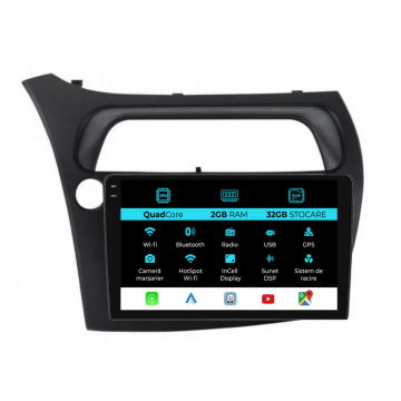 Navigatie Dedicata Honda Civic VII Hatchback (2006-2011), 9Inch, 2Gb Ram, 32Gb Stocare, Carplay
