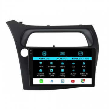 Navigatie Dedicata Honda Civic VII Hatchback (2006-2011), 9Inch, 4Gb Ram, 64Gb Stocare, Carplay