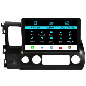 Navigatie Dedicata Honda Civic VIII Sedan (2006-2011),10Inch, 6Gb Ram, 128Gb Stocare, Carplay