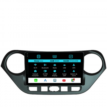 Navigatie Dedicata Hyundai I10 (2013-2017), 9Inch, 4Gb Ram, 64Gb Stocare, Carplay