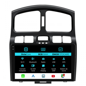 Navigatie Dedicata Hyundai Santa Fe (2000-2006), 9Inch, 8Gb Ram, 258Gb Stocare, Carplay