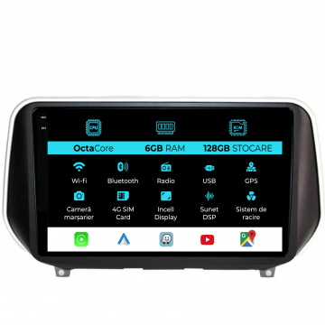 Navigatie Dedicata Hyundai SantaFe (2018-2024), 9Inch, 6Gb Ram, 128Gb Stocare, Carplay