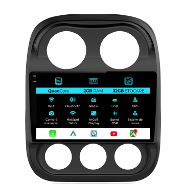 Navigatie Dedicata Jeep Compass (2010-2016), 10Inch, 2Gb Ram, 32Gb Stocare, Carplay