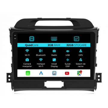 Navigatie Dedicata Kia Sportage (2010-2016), 9Inch, 2Gb Ram, 32Gb Stocare, Carplay