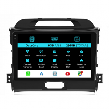 Navigatie Dedicata Kia Sportage (2010-2016), 9Inch, 8Gb Ram, 256Gb Stocare, Carplay