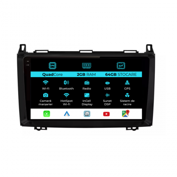 Navigatie Dedicata Mercedes Vito Sprinter Viano B200 A B Class (2005-2012) , 9Inch, 2Gb Ram, 32Gb Stocare, Carplay