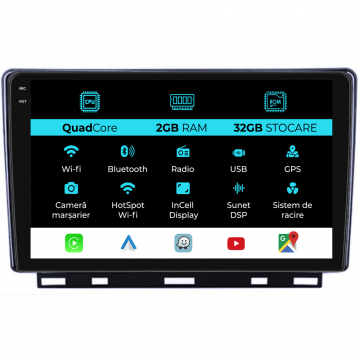 Navigatie Dedicata Renault Clio 5 (2019-2024), 9Inch, 2Gb Ram, 32Gb Stocare, Carplay