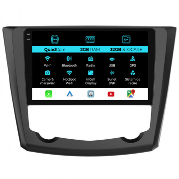 Navigatie Dedicata Renault Kadjar (2015-2019), 9Inch, 2Gb Ram, 32Gb Stocare, Carplay