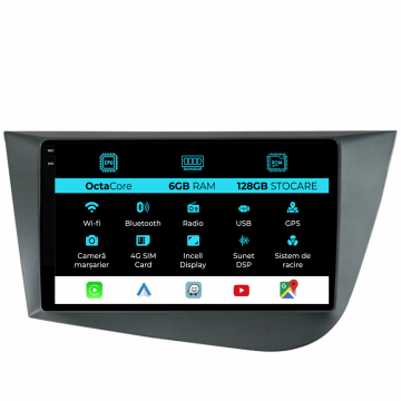 Navigatie Dedicata Seat Leon Mk2 (2005-2012), 9Inch, 6Gb Ram, 128Gb Stocare, Carplay