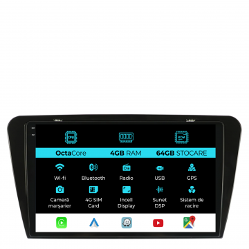 Navigatie Dedicata Skoda Octavia 3 (2013-2018), 10Inch, 4Gb Ram, 64Gb Stocare, Carplay