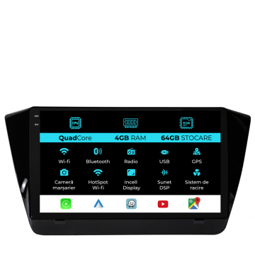 Navigatie Dedicata Skoda Superb 3 (2015-2019),QuadCore, 10Inch, 4Gb Ram, 64Gb Stocare, Carplay
