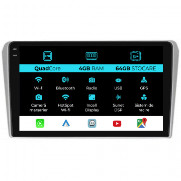Navigatie Dedicata Toyota Avensis (2002-2008),QuadCore, 9 Inch, 4Gb Ram, 64Gb stocare, Carplay