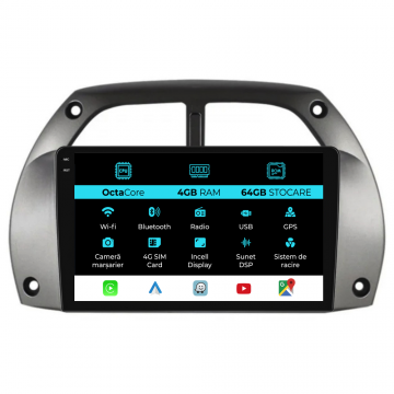 Navigatie Dedicata Toyota Rav 4 (2000-2005), 9Inch, 4Gb Ram, 64Gb Stocare, Carplay