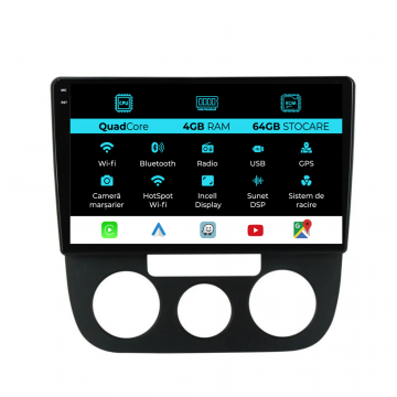 Navigatie Dedicata Volkswagen Golf5 Jetta (2004-2009),QuadCore, 10Inch, 4Gb Ram, 64Gb Stocare, Carplay - Clima Manuala