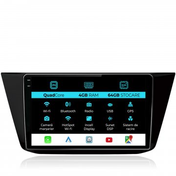 Navigatie Dedicata Volkswagen Tiguan (2016-2023),QuadCore, 10Inch, 4Gb Ram, 64Gb Stocare, Carplay